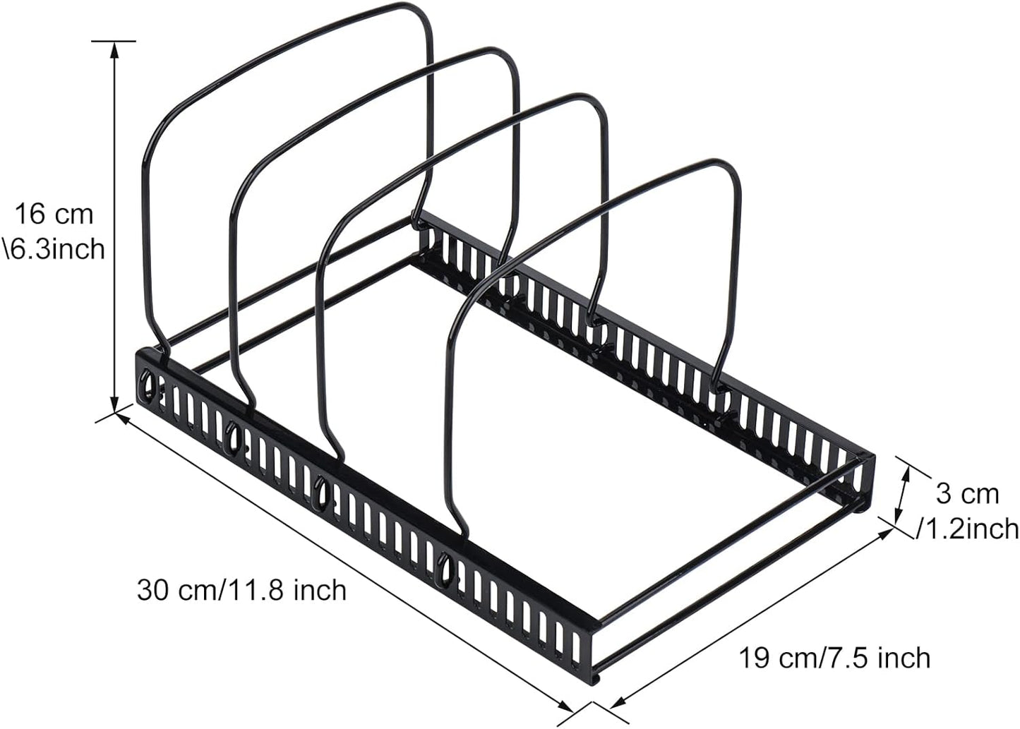 Toplife 10+ Bakeware Organizer Rack for Kitchen Bakeware, Cookware, Dinnerware, Cutting Boards, Plates, Pot and Pan Lids (Black)
