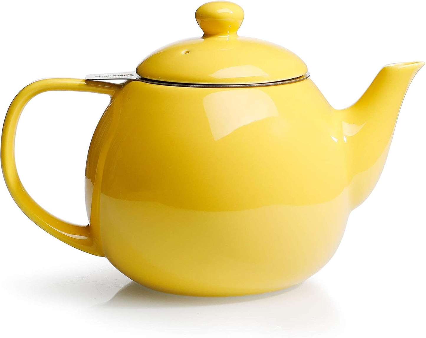 Sweese Teapot, Porcelain Tea Pot with Stainless Steel Infuser, Blooming & Loose Leaf Teapot - 27 ounce, Yellow