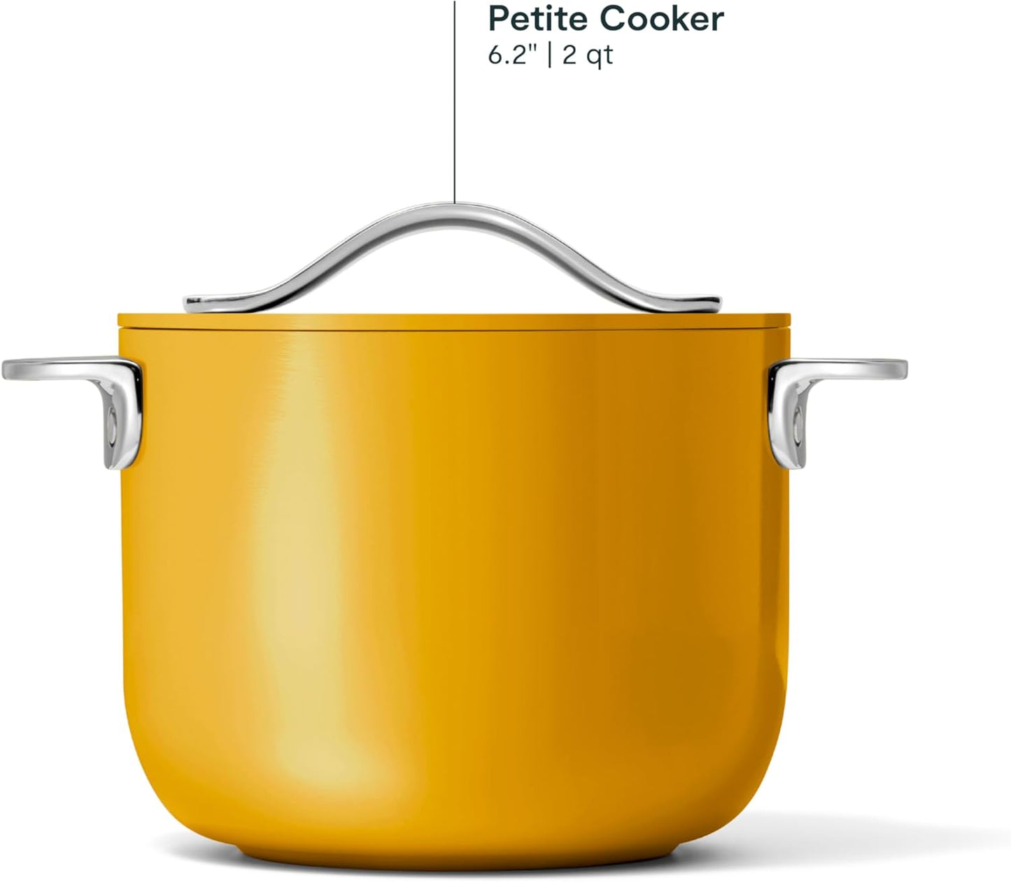 Caraway Petite Cooker - 2 Qt Ceramic Coated Pot - Free From Forever Chemicals - Perfect for Rice, Grains, or Sauces - Marigold
