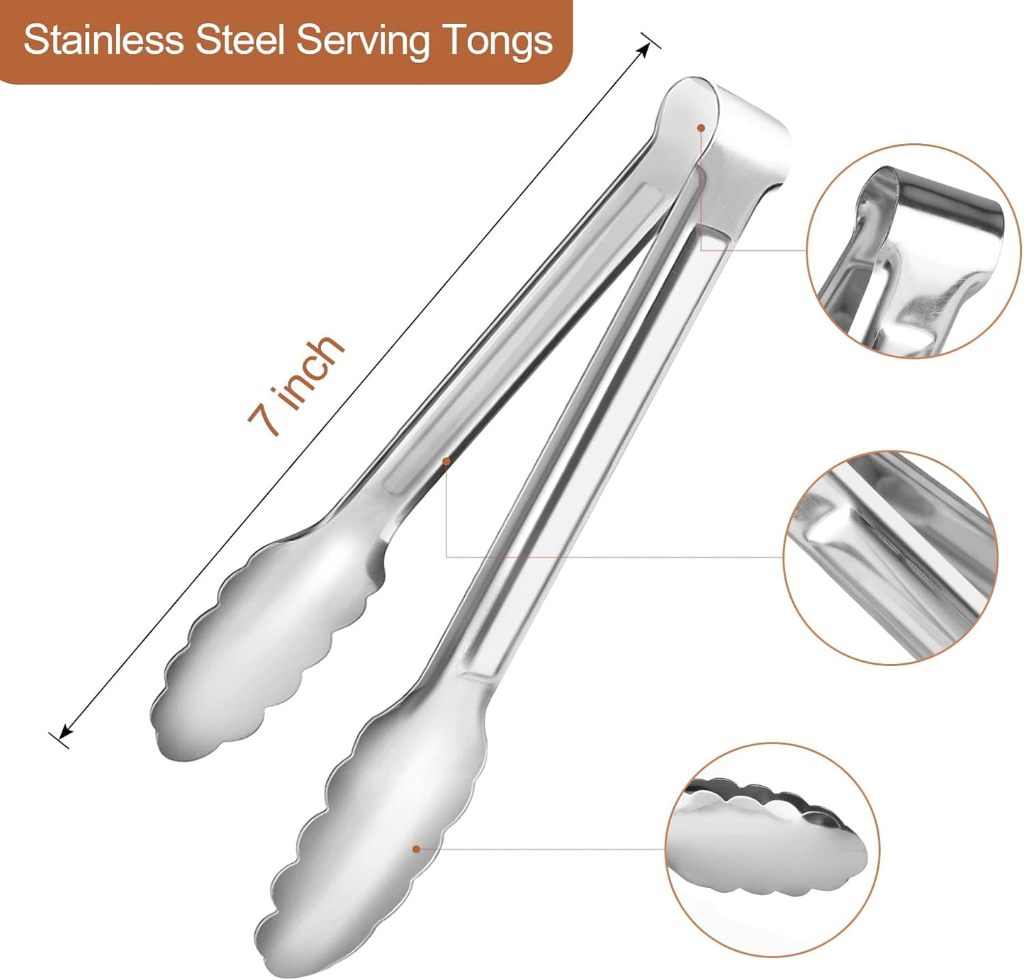 6 Pack Serving Tongs Kitchen Tongs, Buffet Tongs, Stainless Steel Food Tong Serving Tong, small tongs