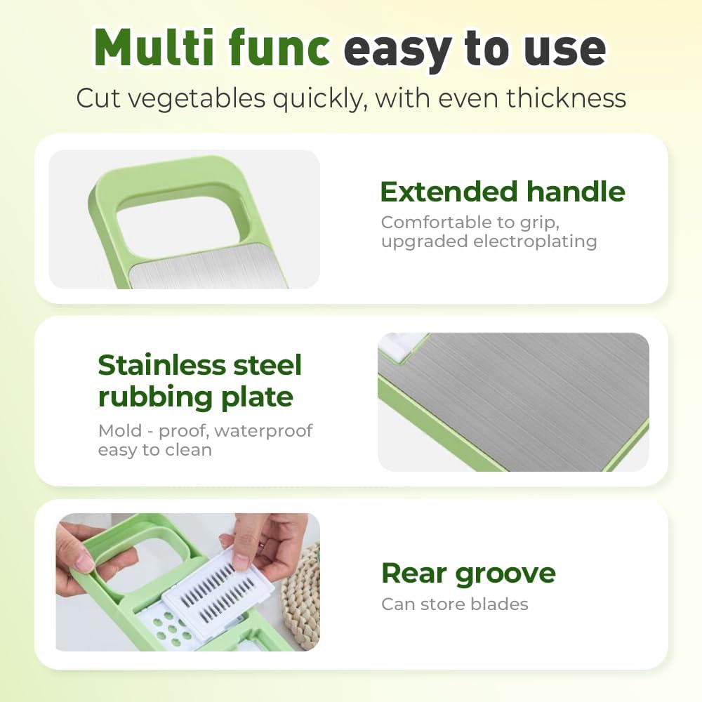 Multifunctional Vegetable Cutter, 2025 New Vegetable Slicer with Adjustable Stainless Steel Blade, Kitchen Chopper with Hand Guard for Vegetable, Fruit, Onion, Potato, Tomato, Cabbage (1pcs)