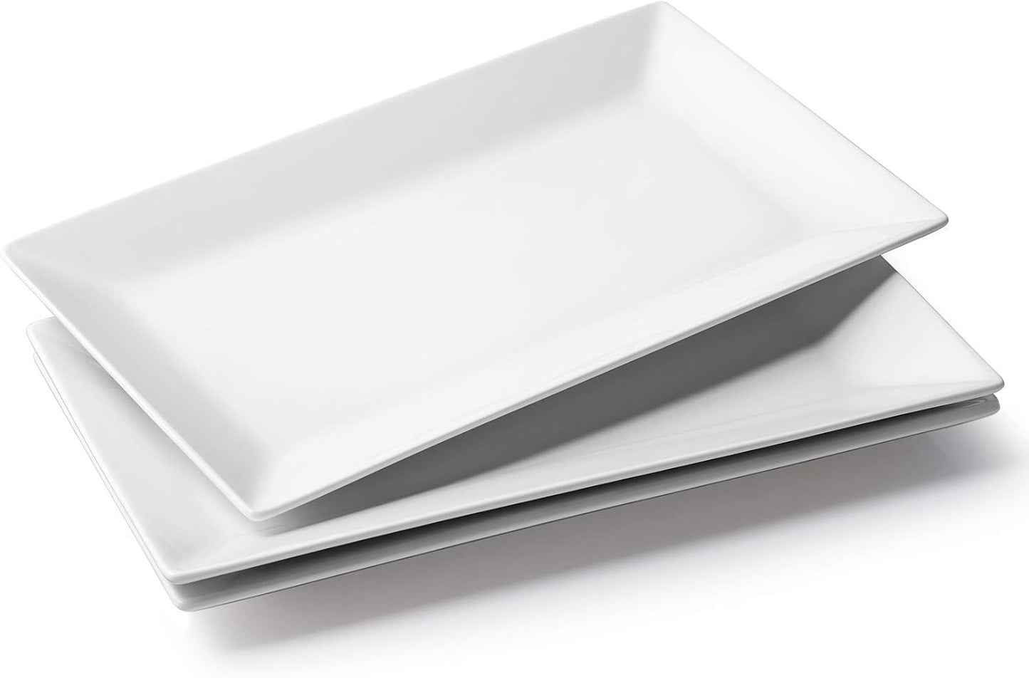 DOWAN 14" Serving Trays, Serving Platters, Ceramic Serving Platters and Trays, Rectangle Plates, Set of 3, for Weddings, Parties, Oven, Microwave, Dishwasher, Heat Resistant, Easy to Clean, White