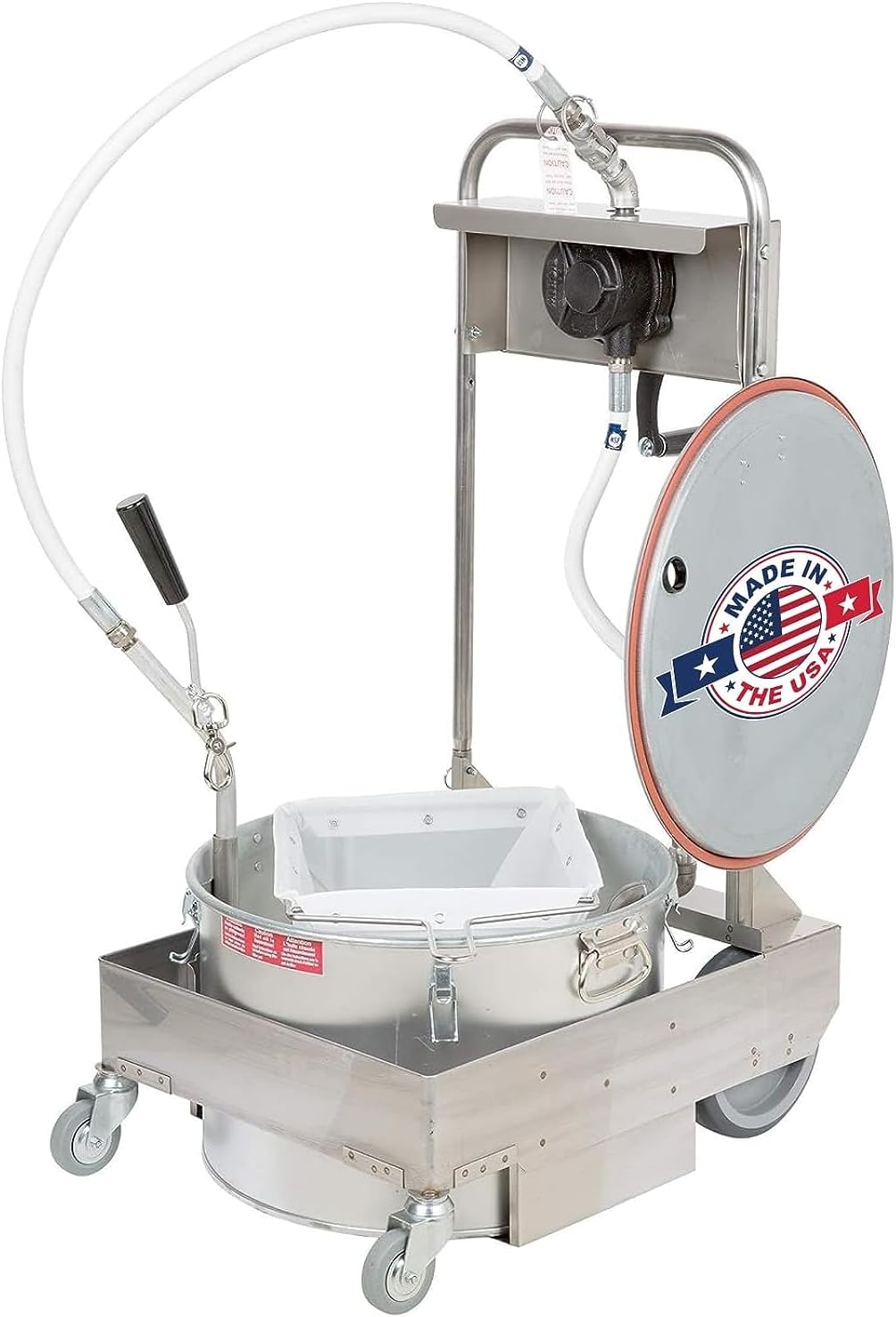 MirOil 75HD Fryer Oil Filter Machine w/Discard Trolley & Hand Operated Pump, Filtration System for Deep Fryer for Catering, Restaurant & Food Trucks, Portable Oil Filter Machine for 75lb Fryer Grease