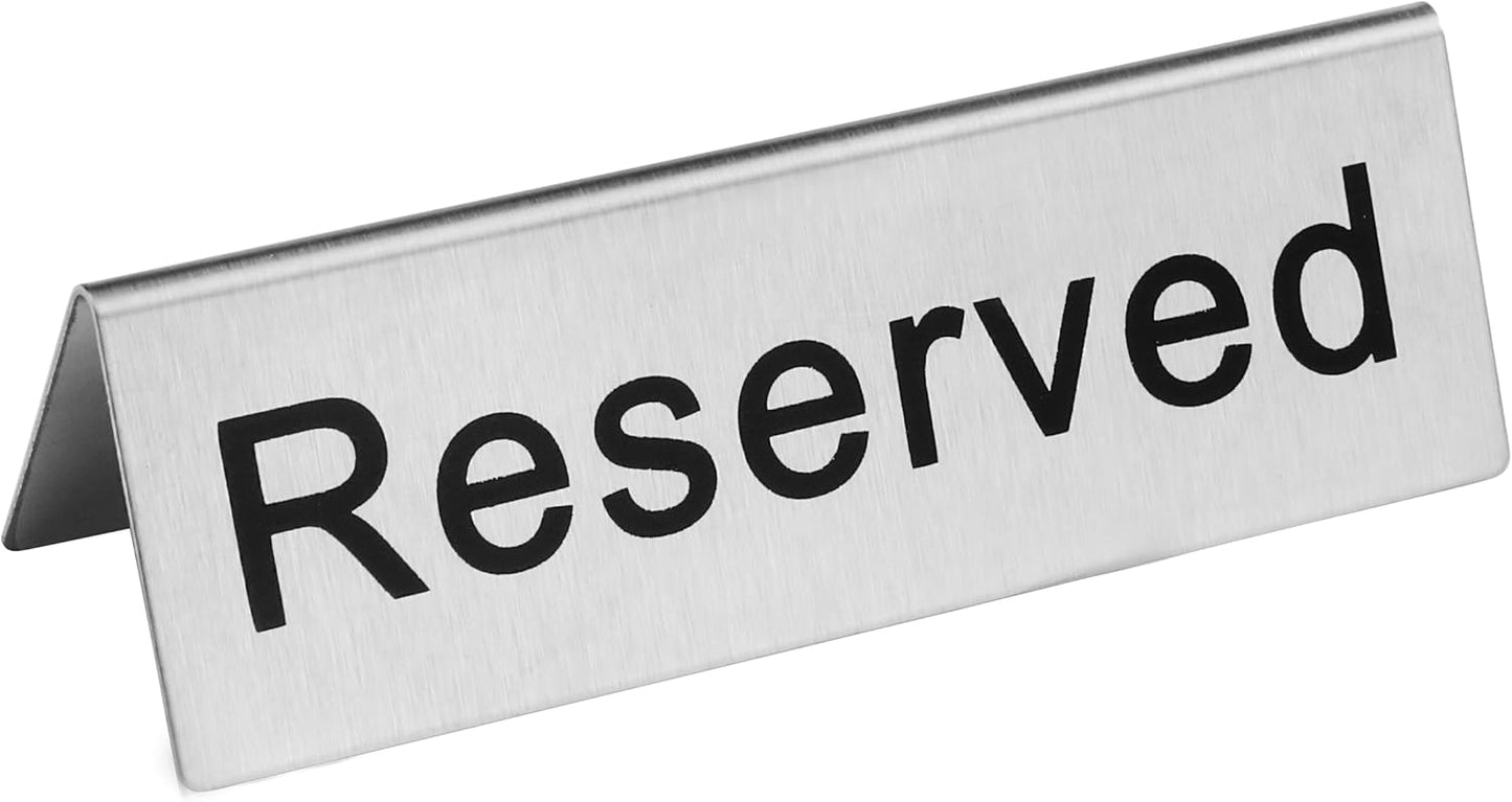 New Star Foodservice Stainless Steel Table Tent Sign (Scoltp-213 (Reserved), 4 x 1.5-Inch (Set of 6))