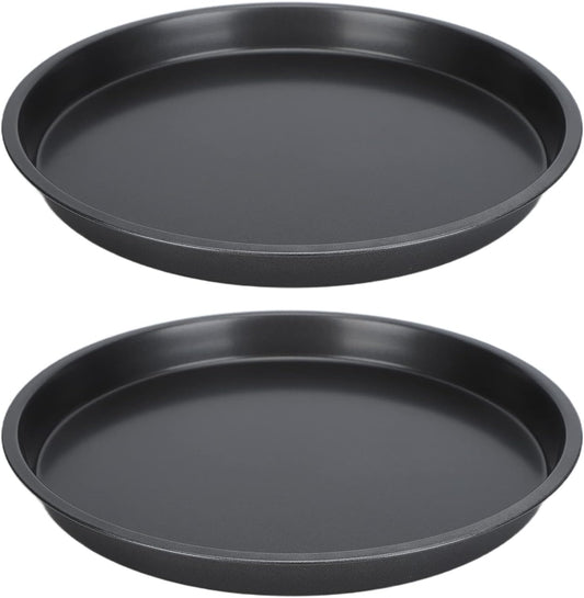 2Pcs Pizza Pan, 6in/9in/10in/12in Deep Dish Round Pizza Pan for Oven, Non Stick Thickened Carbon Steel Baking Pan for Home Kitchen, Dishwasher Safe(12in)