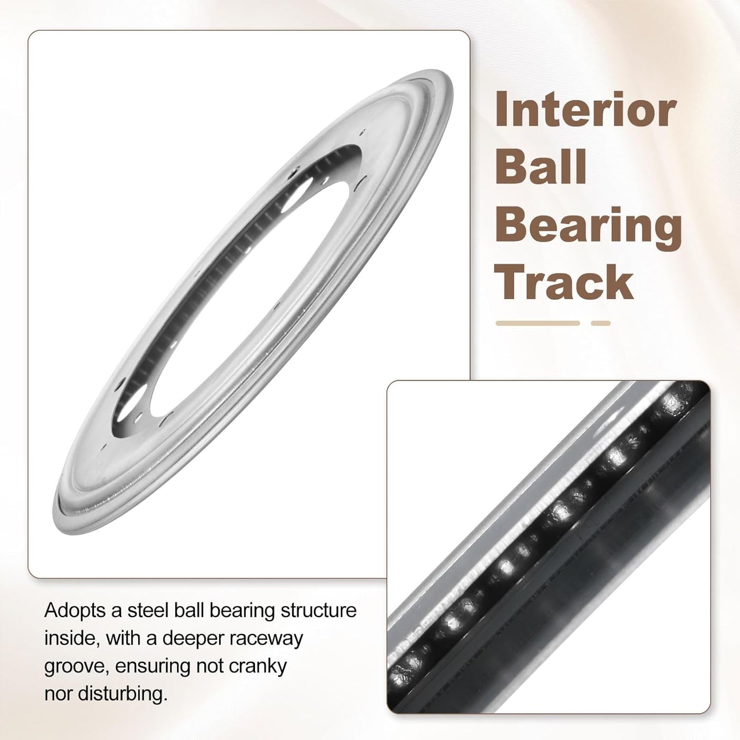 uxcell 3Pcs 9 Inch Rotating Bearing Plate, Swivel Plate Stand Lazy Susan Hardware Round Turntable Base Tray for Table Serving Tray Revolving Shelve, Silver