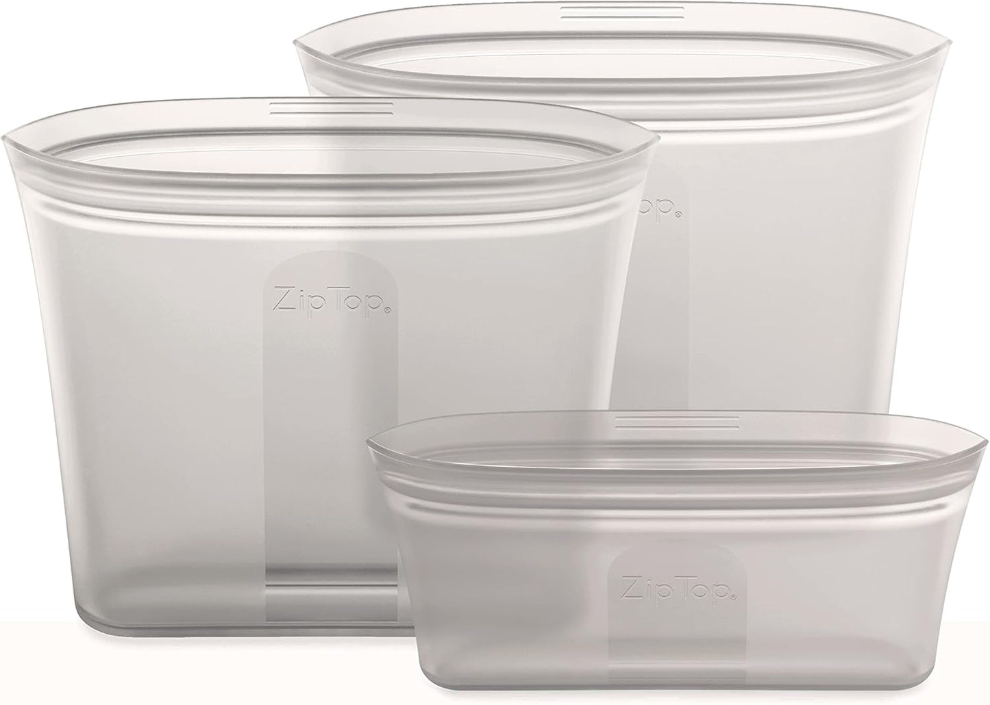 Zip Top Reusable Food Storage Bags | 3 Bag Set [Gray] - 2 Sandwich, 1 Snack | Silicone Meal Prep Container | Microwave, Dishwasher and Freezer Safe | Made in the USA