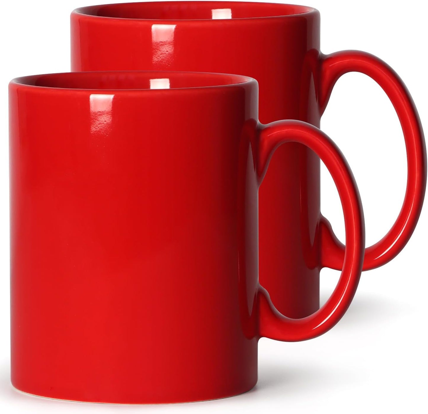 Large Coffee Mugs, 22 OZ(650ml) Extra Coffee Mug Set of 2, Smooth Ceramic Boss Cups, Big Capacity and Large Handle, for Dad Men, Red
