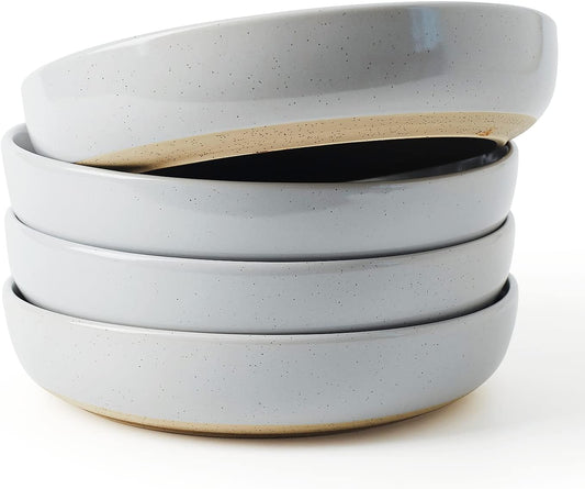 famiware Milkyway 33 oz Bowl Set, Pasta Bowls Set of 4, Salad Bowls Perfect for Your Friend for Housewarming, Thanksgiving, Christmas, Light Gray