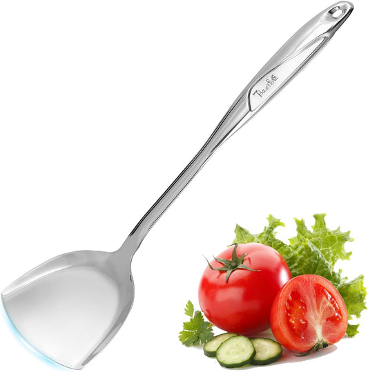 High Grade Spatula,Stainless Steel Turner, Kitchen Work Turner,Wok Spatula,Heat-proof Design of Hollow Handle, No rust, Dishwasher Safe (13.5 Inch)