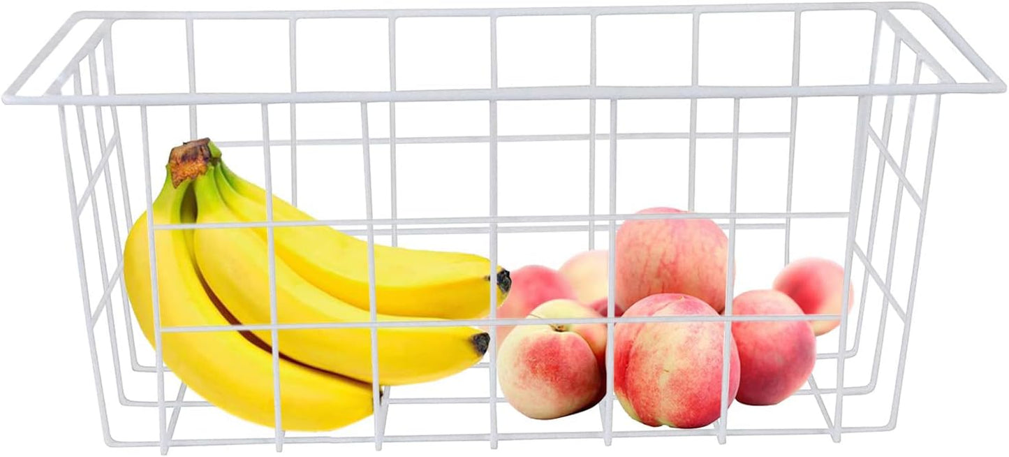 Orgneas Chest Freezer Baskets, 17.5" Freezer Organizer Bins Deep Freezer Storage Bins Metal Wire Baskets with Hanging Handles 2Pcs