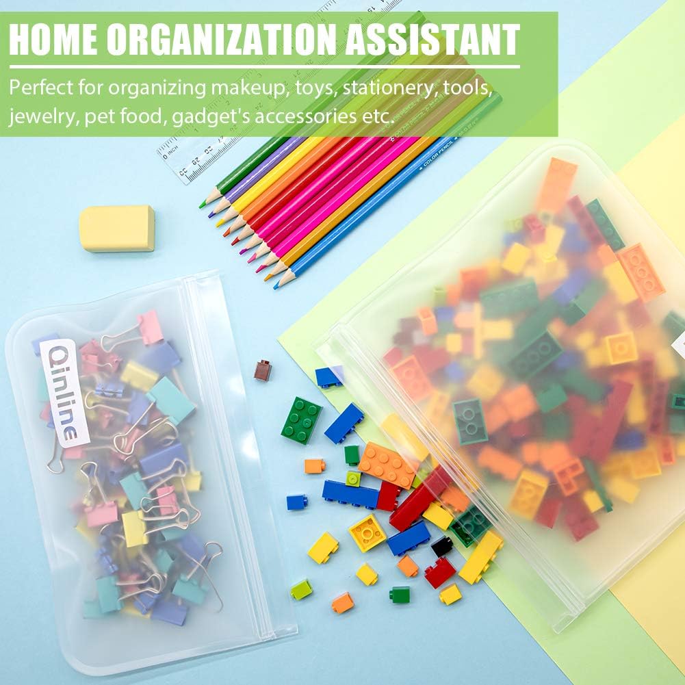 Reusable Food Storage Bags - 24 Pack Dishwasher Safe Freezer Bags, BPA Free Reusable Bags PEVA material, Leakproof Reusable Lunch Bag for Salad Fruit Travel - 8 Gallon 8 Sandwich 8 Snack Bags