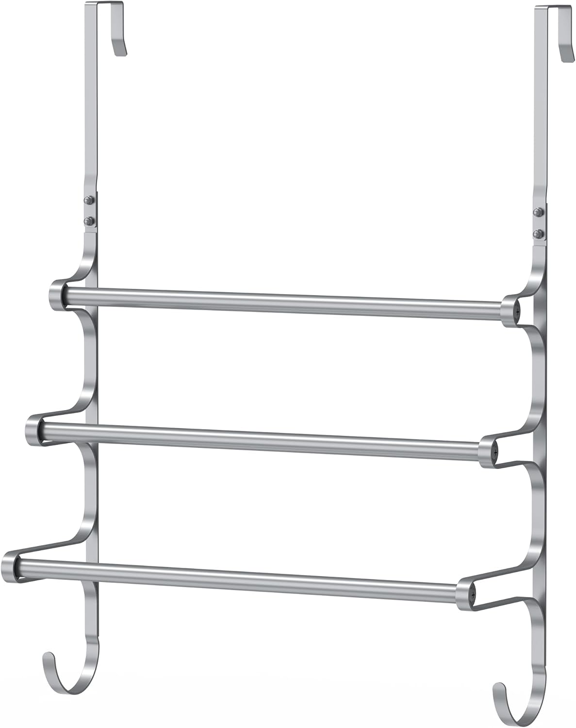 Over The Door Towel Rack, Over Door Towel Rack for Bathroom Door, Triple Towel Storage Holder with Hooks (Silver Gray, 17.32" L)