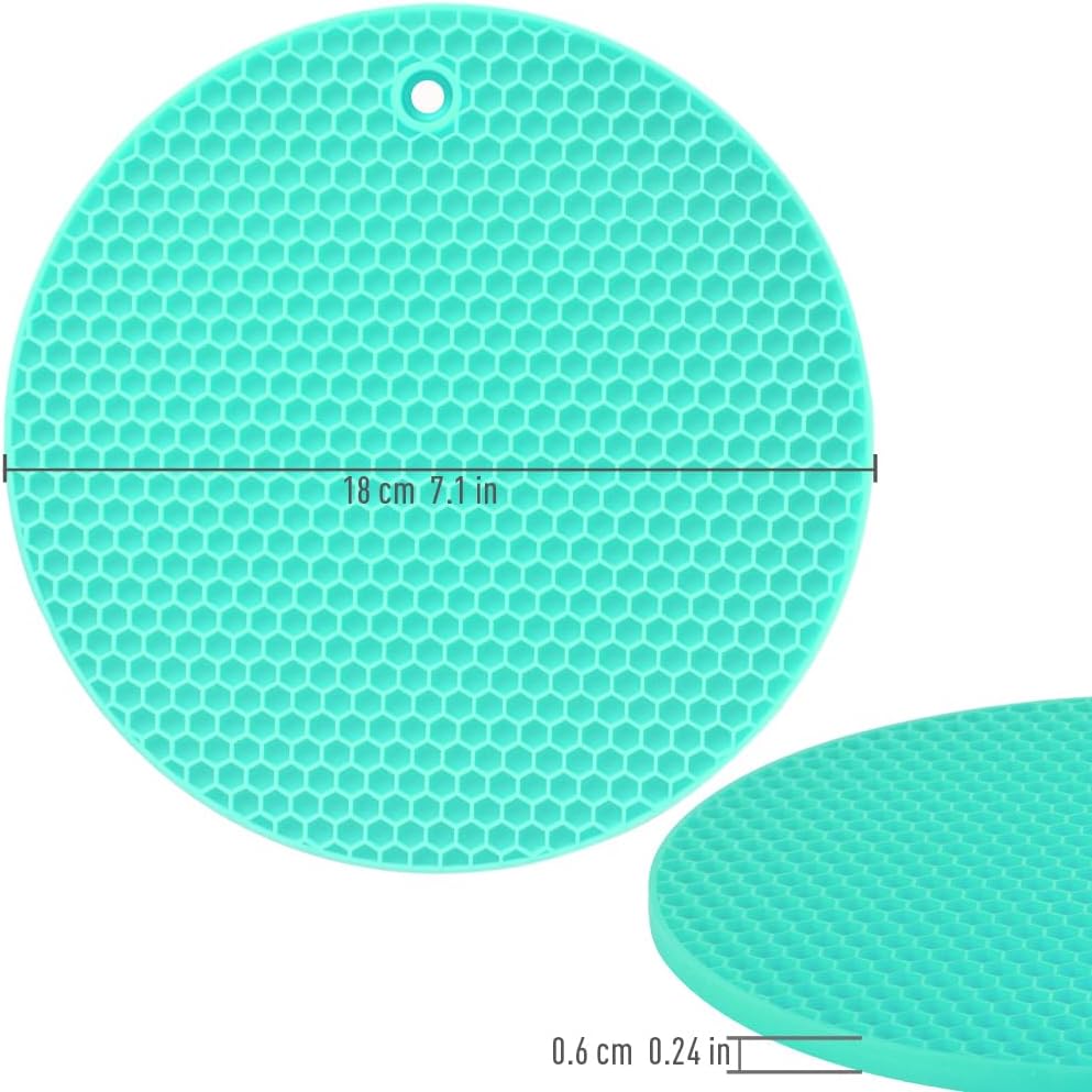 homEdge Silicone Trivets Mat, 6 Packs Multipurpose Non Slip Heat Resistant Pot Holder-Mint Green