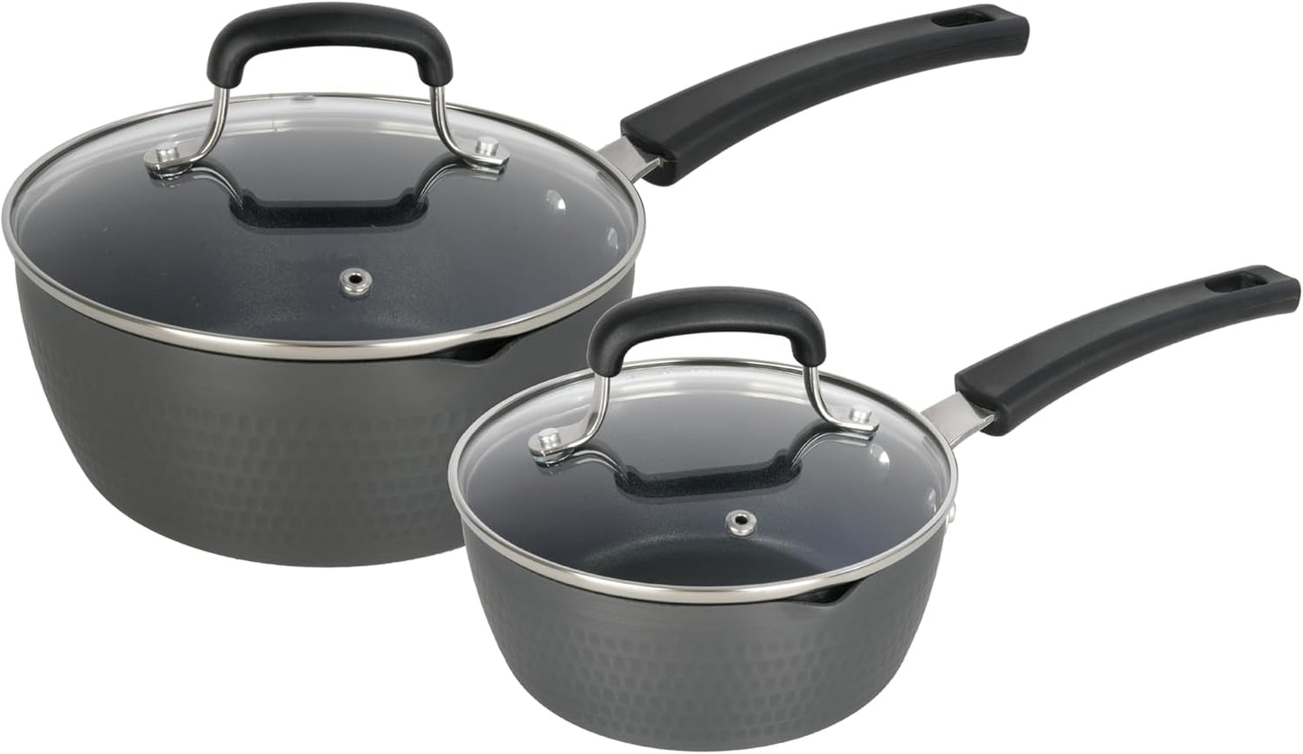 Nonstick Small Sauce Pan with Lid, 1.25 Quart and 1.75 Quart Sauce pan with Pour Spouts, Multipurpose Handy Little Saucepan with Stay Cool Handle, Small Pots for Cooking, Soups, Noodles, Milk
