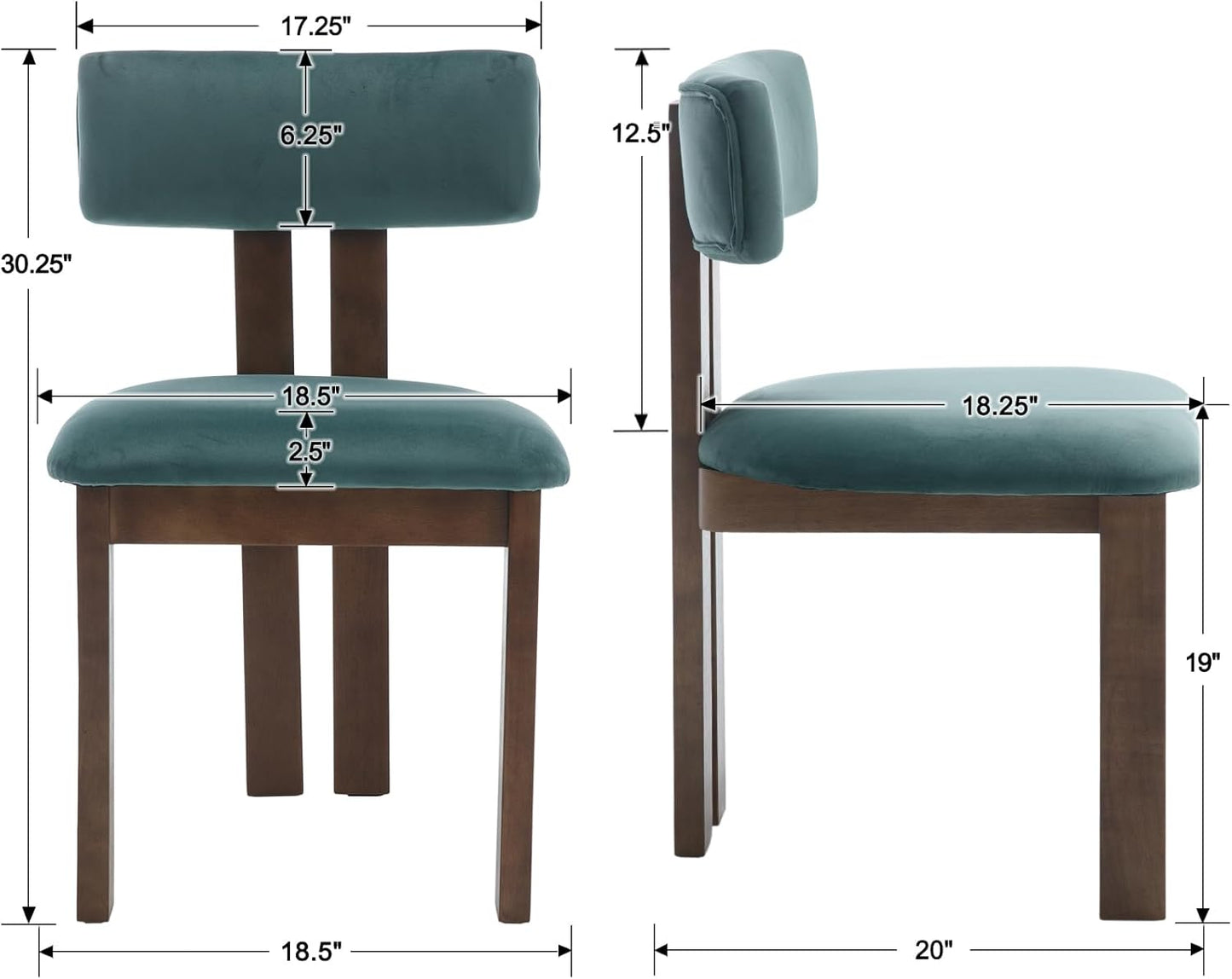 chairus Dining Chairs Set of 6 Velvet Diner Chairs Modern Wood Chairs for Kitchen and Dining Room, Green