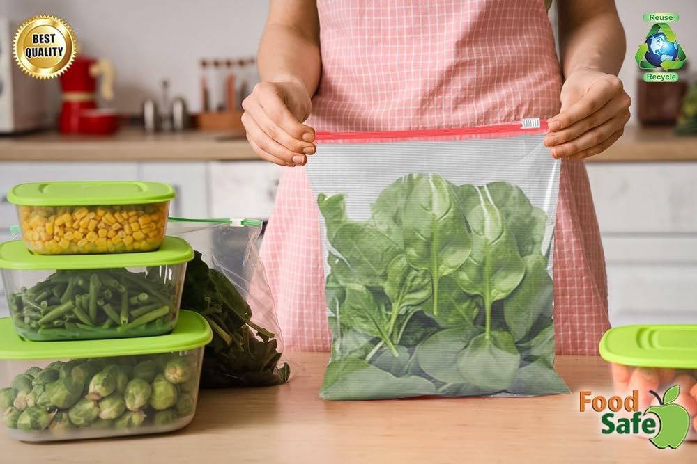 Gallon Ziplock Bags, Gallon Bag and Snack Bags – Durable Slider Storage Bags - (Large 12" x 14") Inches - 60 Count, Non-BPA Plastic – Versatile - Easy to Fill - Stand Up Design