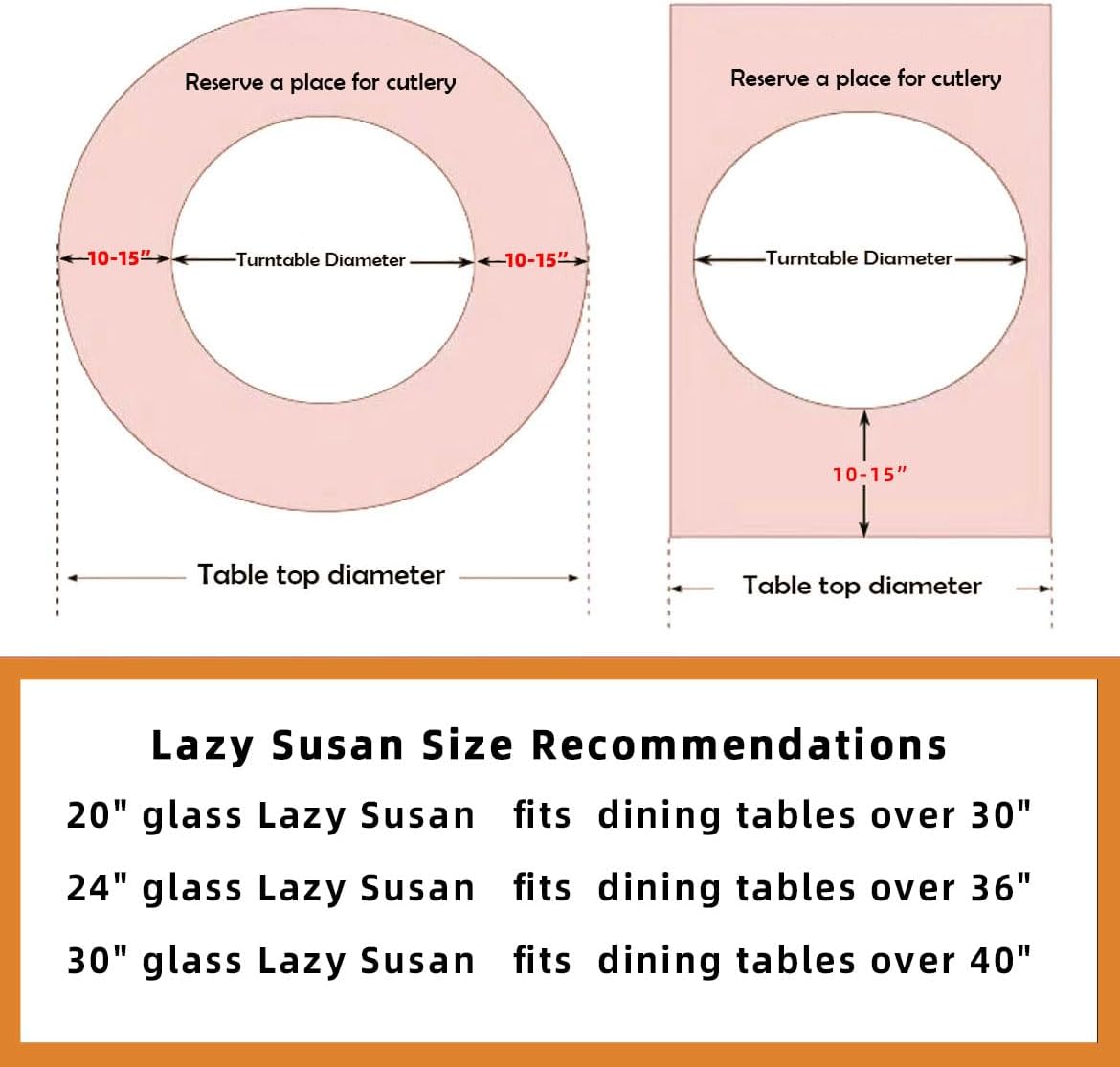 30" Tempered Glass Lazy Susan Turntable, 360° Silent-Spin Round Clear Tabletop Rotating Tray, Centerpiece for Dining Tables, Smooth Rotation, for Banquets, Weddings & Family Gatherings