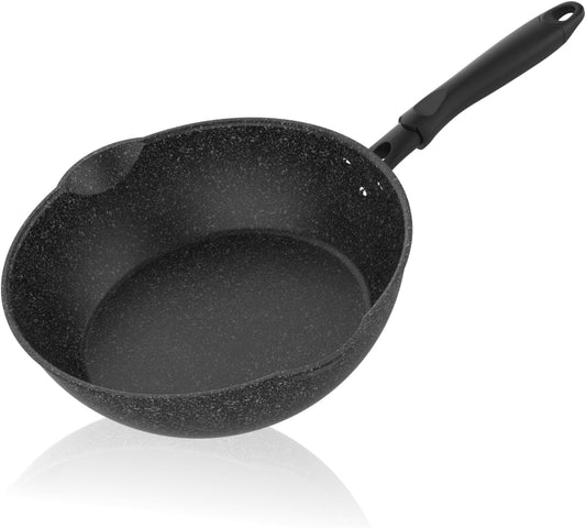 Sunhouse – 11 Inch / 28 cm Non-Stick Deep Frying Pan with Double Pour Spouts, 5-Layer Whitford Non-Stick Coating, PFOA-FREE, Stay-Cool Handle, Induction Compatible with All Cooktops