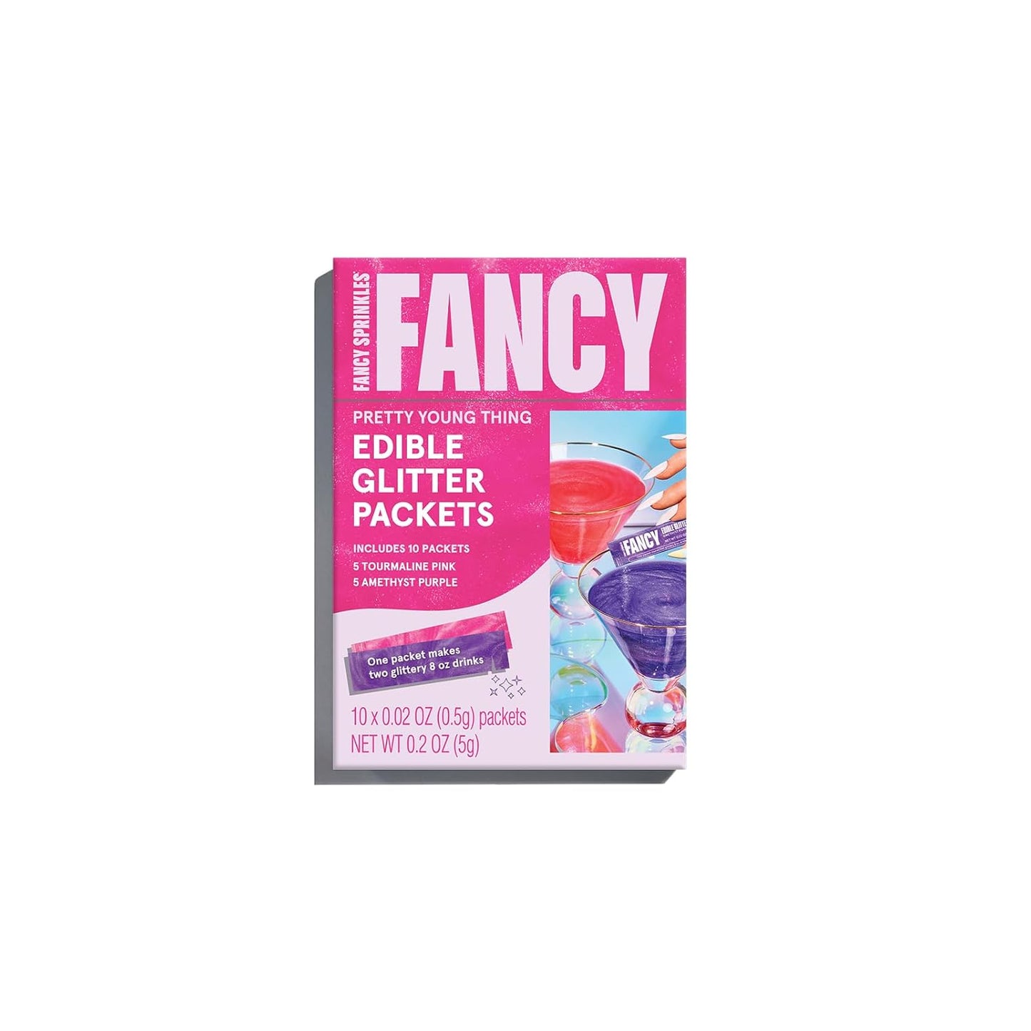 Fancy Sprinkles Pretty Young Thing Edible Glitter Packets Portable & On-The-Go for Sparkling Drinks, Champagne, Cocktails, Wine, Beer, & more. (1 Pack)