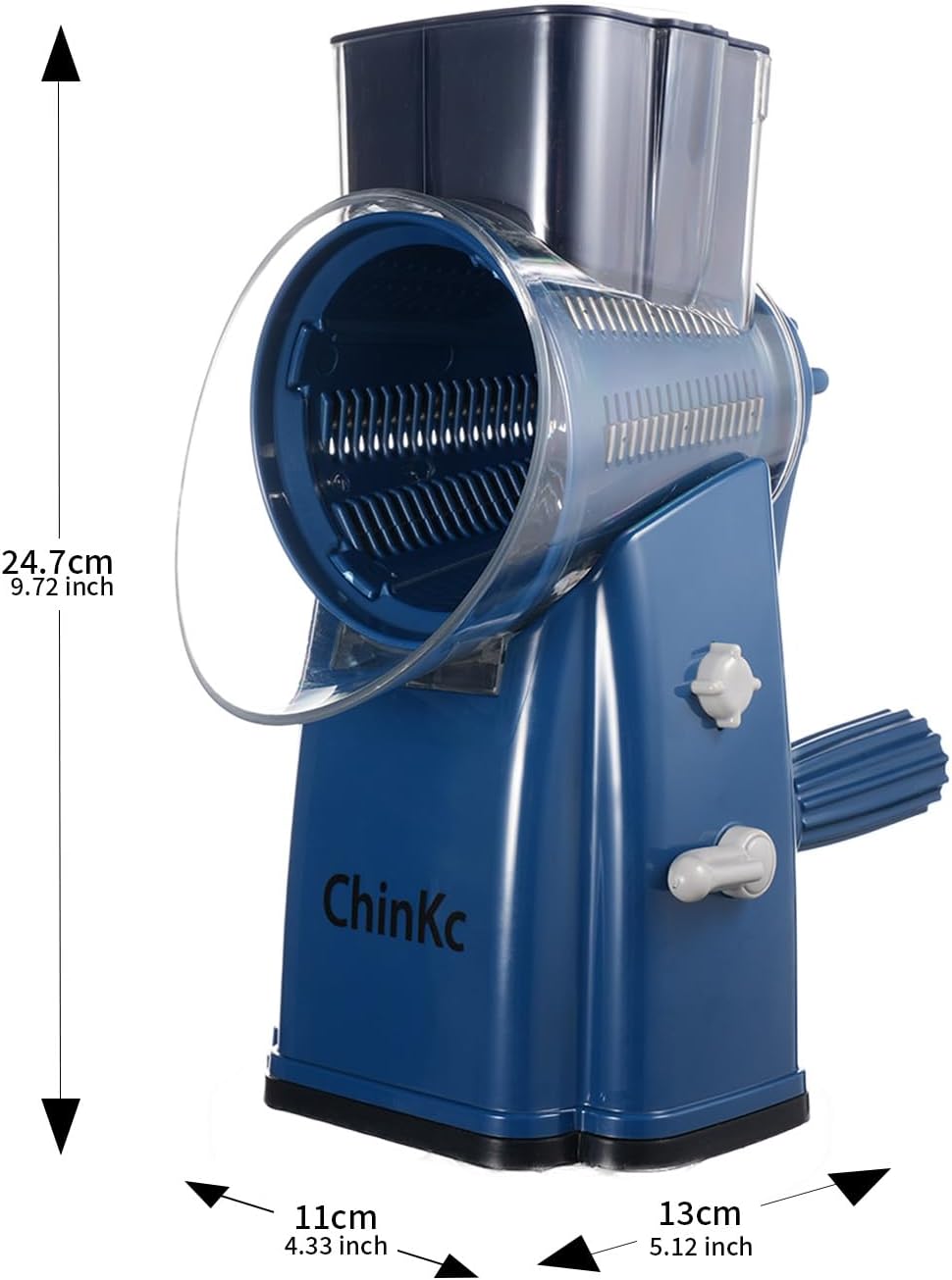 Rotary Cheese Grater Shredder - Upgraded 5 in 1 Cheese Grater with Handle and Strong Suction Base, Multi-purpose Julienne Slicer Ice Shaver Nuts Grinder for Ice, Vegetables, Fruit, Nuts