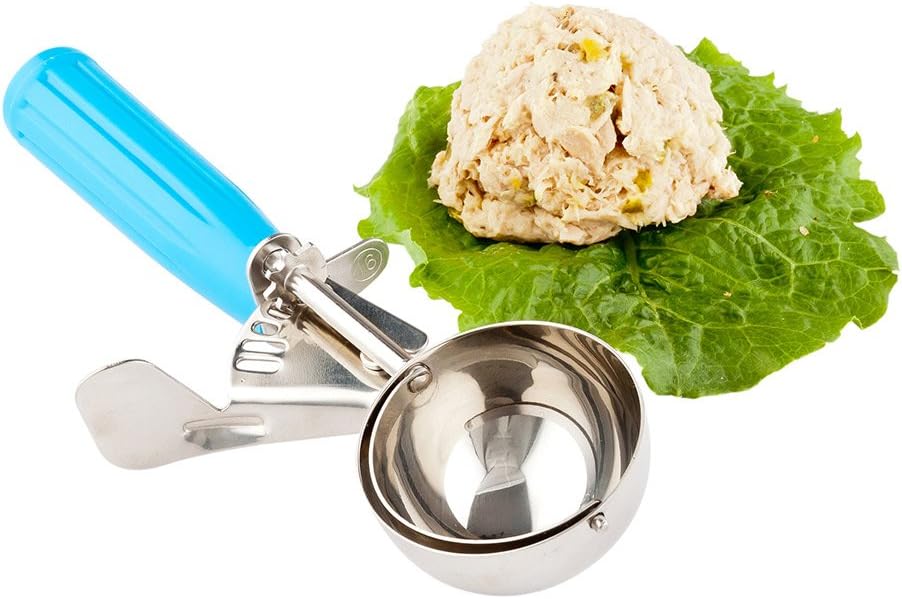 Restaurantware Met Lux 2.75 Ounce Portion Scoop, 1 Trigger Release Cookie Scoop - With Blue Handle, Stainless Steel Disher For Portion Control, Cookie Dough Cupcake Batter Or Ice Cream