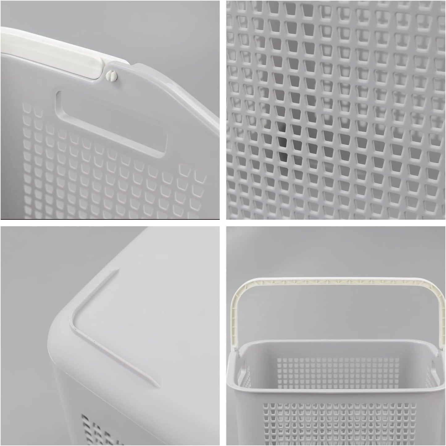 4-Pack 35 L Plastic Laundry Hamper, Large Storage Basket with Handle, Gray