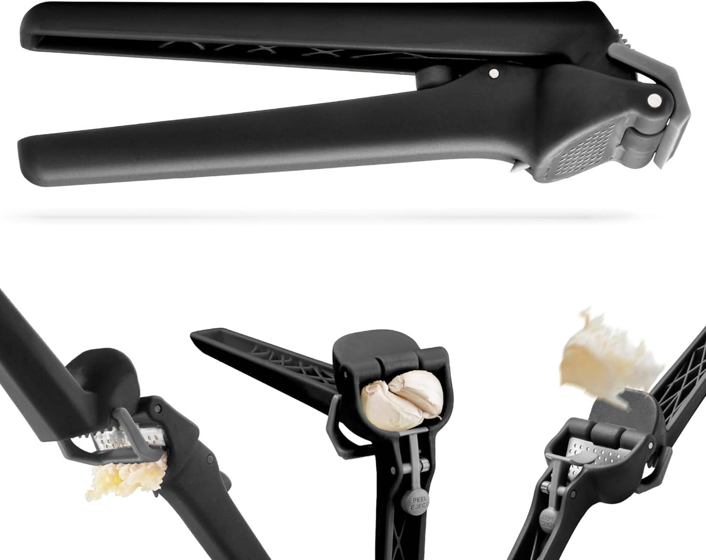 Dreamfarm Garject Lite 2-In-1 Garlic Peeler, Garlic Press & Mincer with Garlic Peel Ejector, Nylon - Black