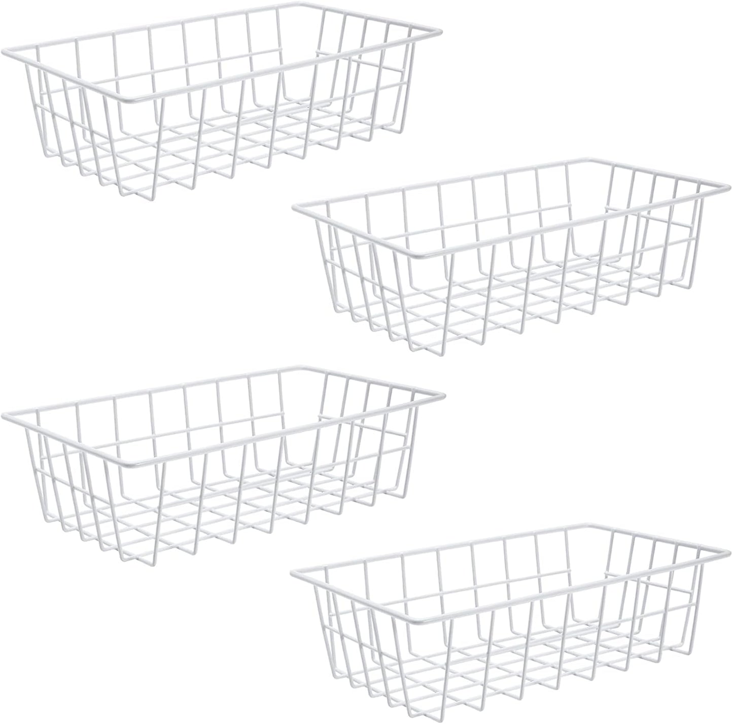 Orgneas Freezer Organizer Bins Metal Wire Storage Baskets for Upright Refrigerator Chest Freezer, Kitchen Pantry Storage and Organization for Fruit Vegetable Soda Cans Toys and Snacks, Set of 4