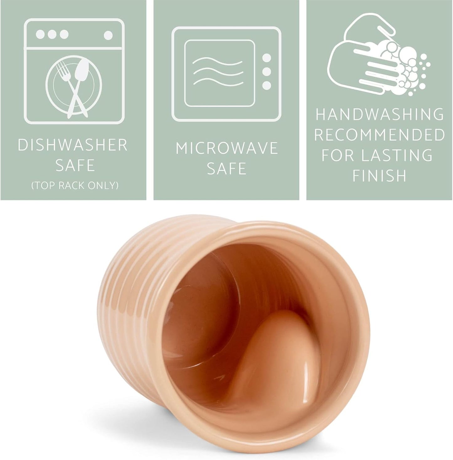 Elanze Designs Ribbed 14 ounce Ceramic Stoneware Handwarmer Mug, Blush Pink