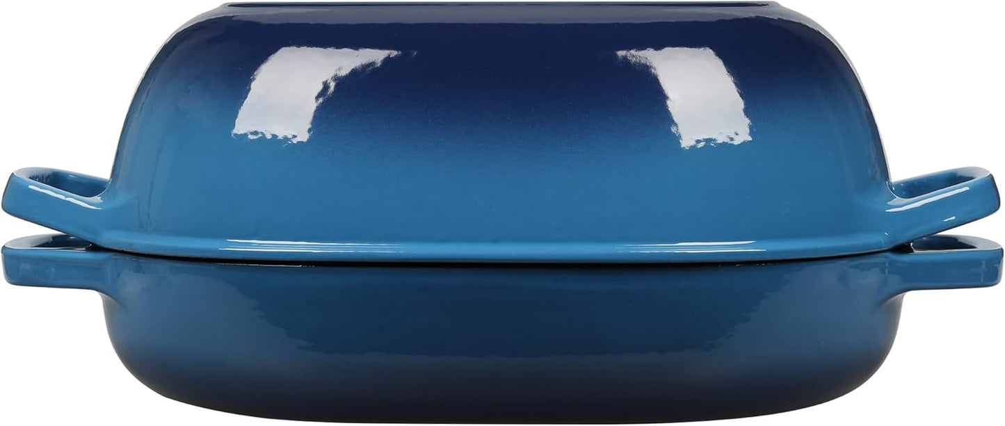 Enameled Cast Iron Dutch Oven Pot with Lid, Oval Dutch Oven for Bread Baking, Bread Oven for Homemade Sourdough Bread Baking, 7qt, Lake Blue