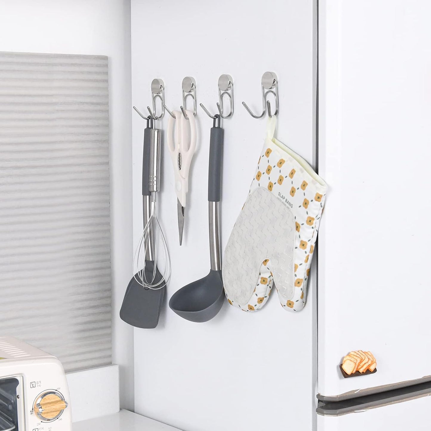 Magnetic Hooks Heavy Duty 304 Stainless Steel Hooks,Magnets Hanging Hooks for Refrigerator Grill Toolbox Cabins Outdoor,Cruise Essentials Camper Accessories,8pack(Silver 1.1in-2-40 8p)