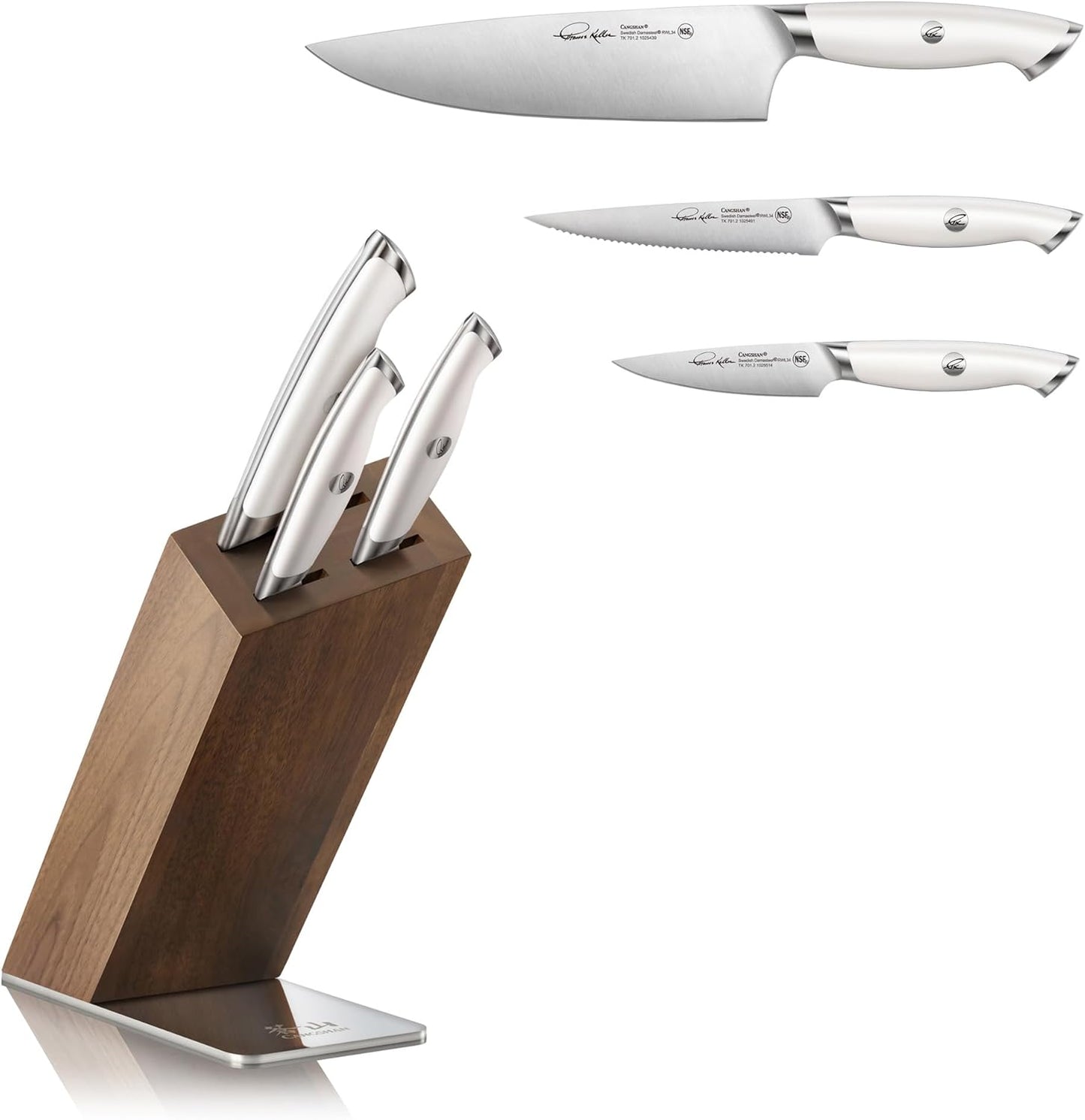 Cangshan Thomas Keller Signature Collection 4-Piece Knife Block Set, White