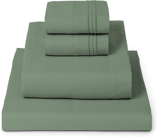 Mellanni Full Sheets Set - 4 PC Iconic Collection Bedding - Hotel Luxury, Extra Soft, Cooling Bed Sheets - Wrinkle, Fade, Stain Resistant (Full, Sage)