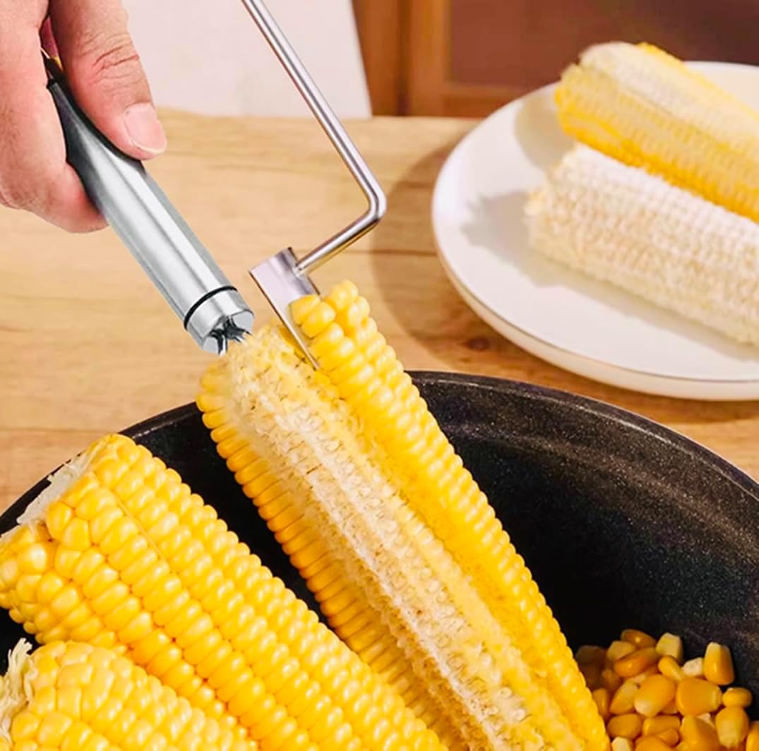 Corn Peeler, Corn Peeler for Corn on the Cob, Stainless Steel Corn Cob Stripper Tool Set, Avoid Cutting the Hands, Gift for Cooking Enthusiasts, Suitable for Kitchen and Outdoor Dining
