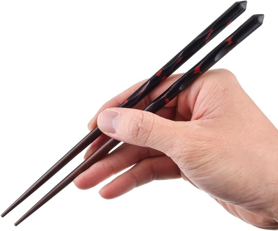 Antner 5 Pairs Hardwood Chopsticks Reusable Japanese Style Natural Wood Chop Stick Hand-Carved Chopstick Gift Set, 9 Inches