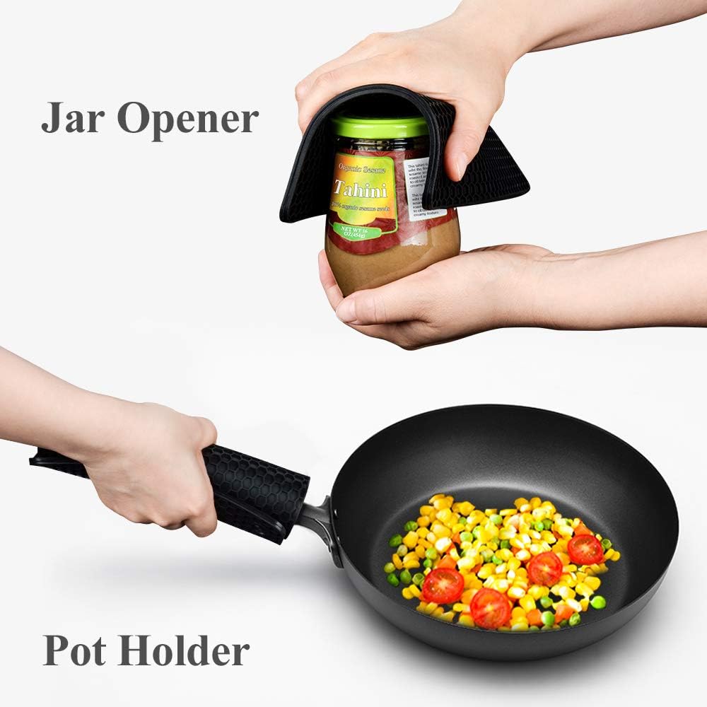 Silicone Trivet Mats Hot Mat - Hot Pads Robust Non Slip Coasters Heat Resistant Mats (Black)