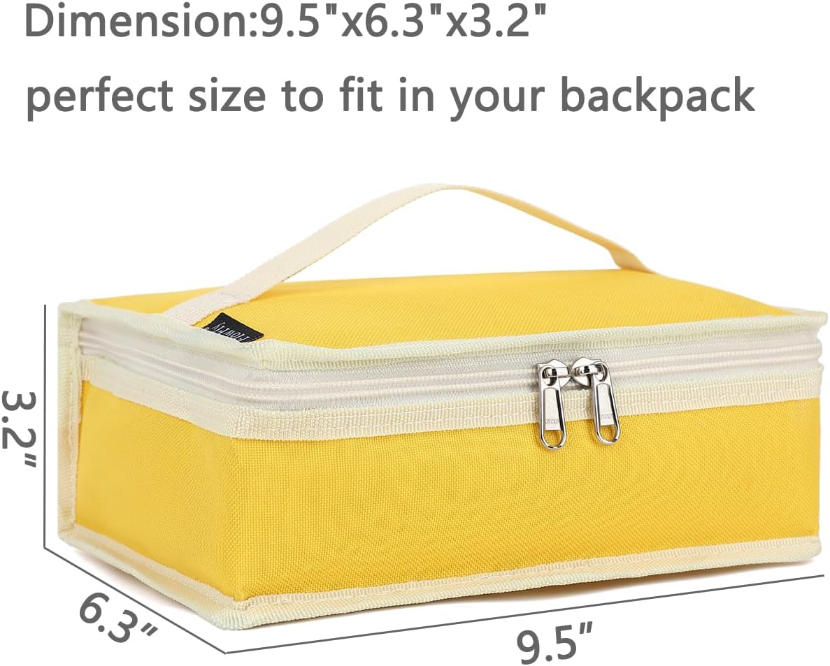 FlowFly Small Insulated Lunch box Portable Soft Bag Mini Cooler Thermal Meal Tote Kit with Handle for Work & School, Bright Yellow