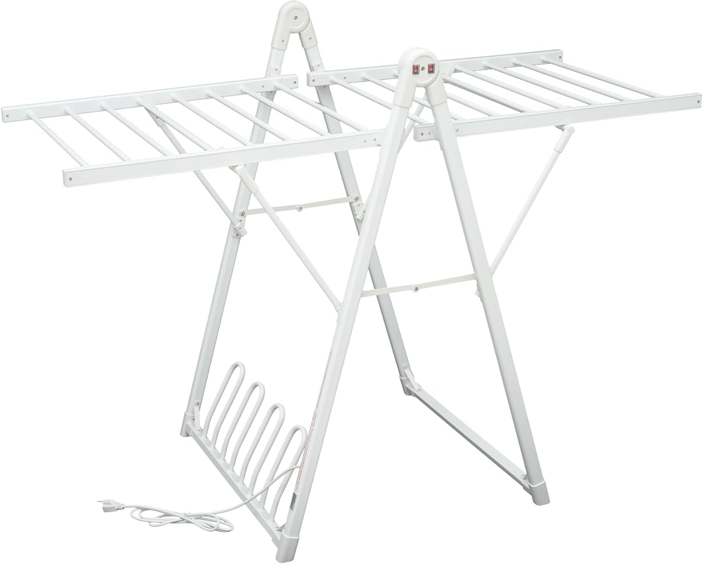 Electric Heating Clothes Drying Rack,Foldable Clothes Drying Rack,Suitable for Drying Clothes, Shoes and Socks.Plug & Play,White,Aluminum Alloy,One-Click Switch(39.37×52.56×25.98in)