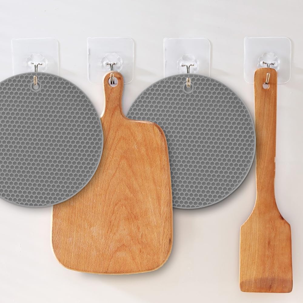 homEdge Silicone Trivets Mat, 6 Packs Multipurpose Non Slip Heat Resistant Pot Holder-Gray