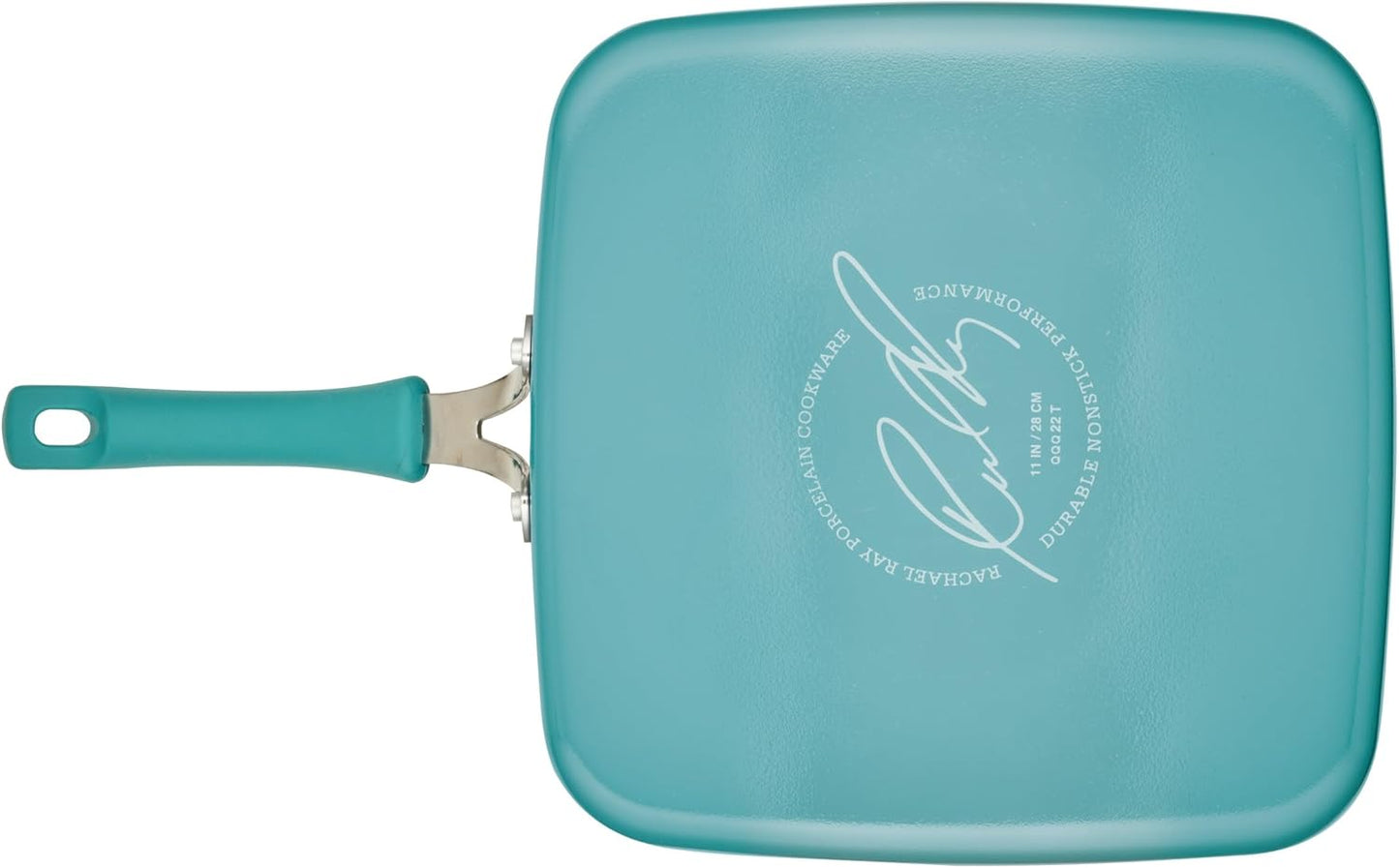 Rachael Ray Cook + Create Nonstick Stovetop Griddle/Grill Pan, Square, 11 Inch, Agave Blue