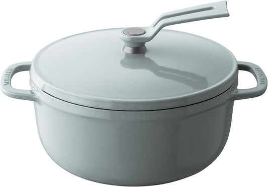 Vermicular Oven Pot 2.0 | Lightweight Enameled Cast Iron Pot | 18cm (2 Qt) | Non-Toxic | Induction-compatible | Dutch Oven | Made in Japan | Oyster Gray