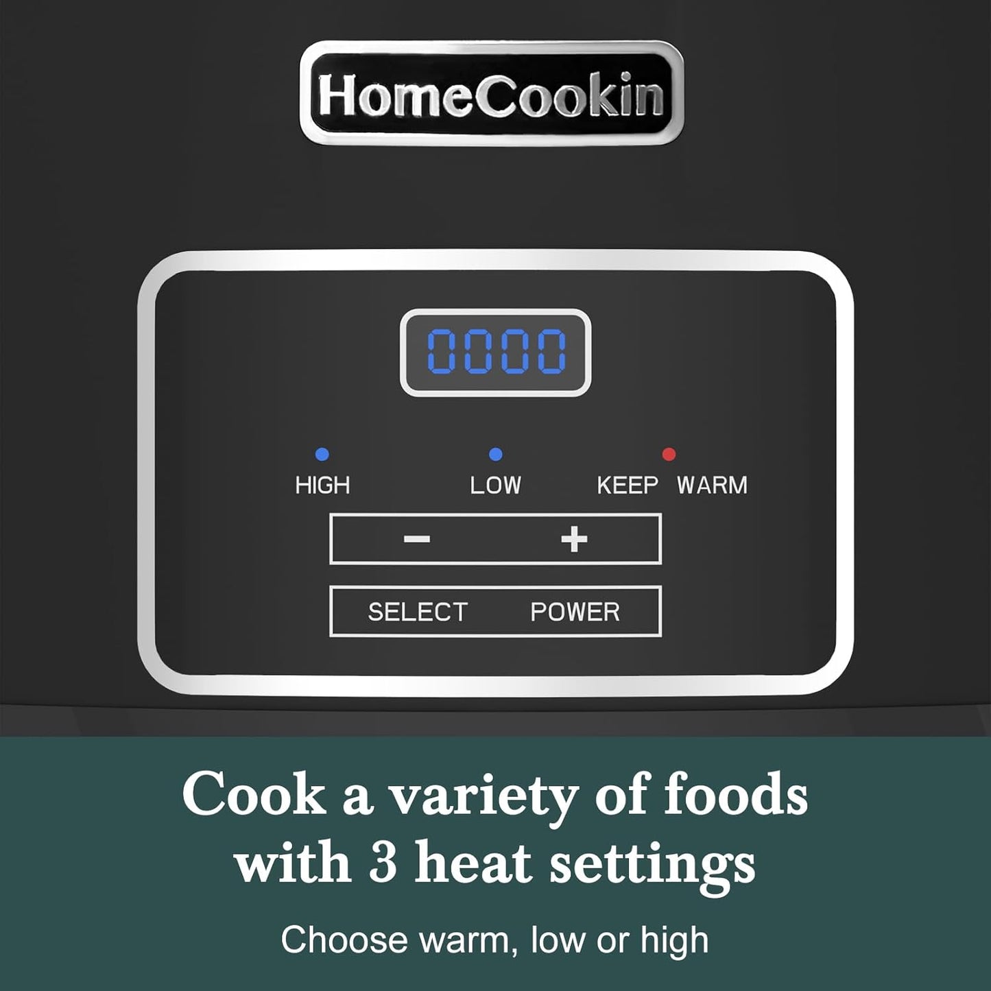HOMECOOKIN 6-Quart Programmable Slow Cooker with Timer - Small Kitchen Appliance for Family Dinners - Serves 6+ People - Heat Settings: Keep Warm(Black)