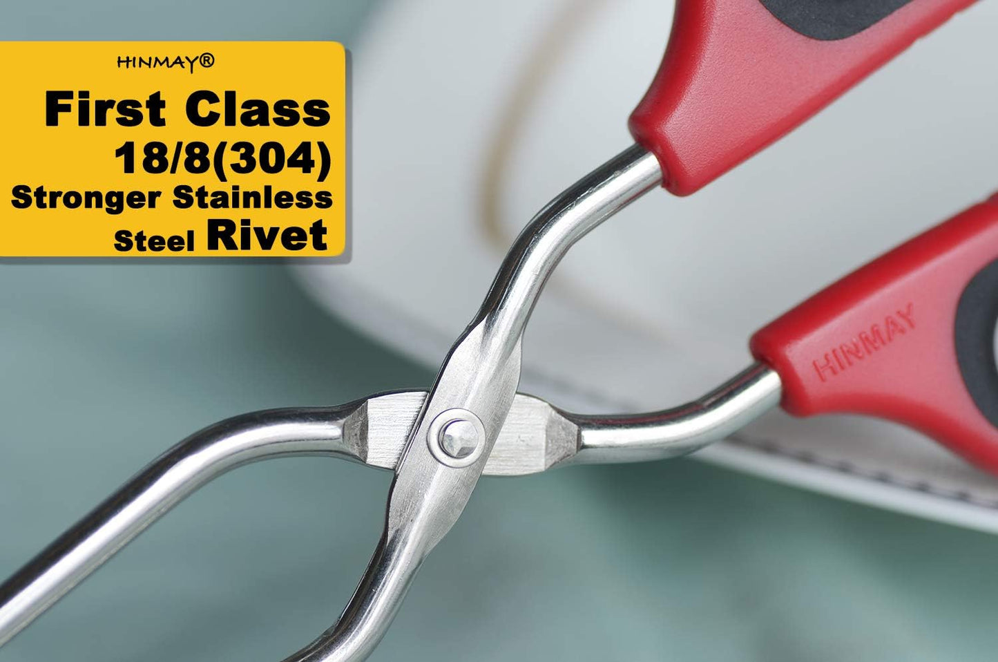 Stainless Steel Scissor Tongs with Comfort-Grip Handle 10-Inch, Set of 2