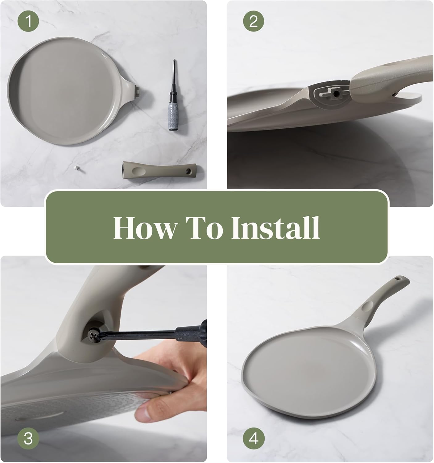 Redchef Crepe Pan Nonstick, 10 Inch Ceramic Flat Skillet Pan for Roti Dosa Tawa Comal Para Tortillas Pancake Pan for stove top, Induction Compatible, PFAS/PFOA/PTFE Free(Gray)