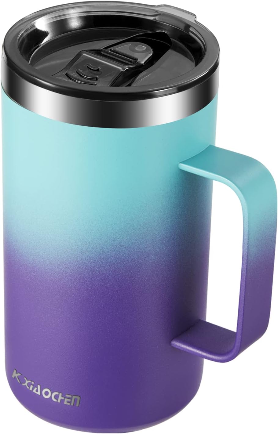 KXIAOCHEN 20oz Insulated Coffee Mug with Lid, Stainless Steel Coffee Cup, Double Wall Vacuum Coffee Tumbler with Handle, Premium Thermal Travel Coffee Mug (Blue Green+Purple)