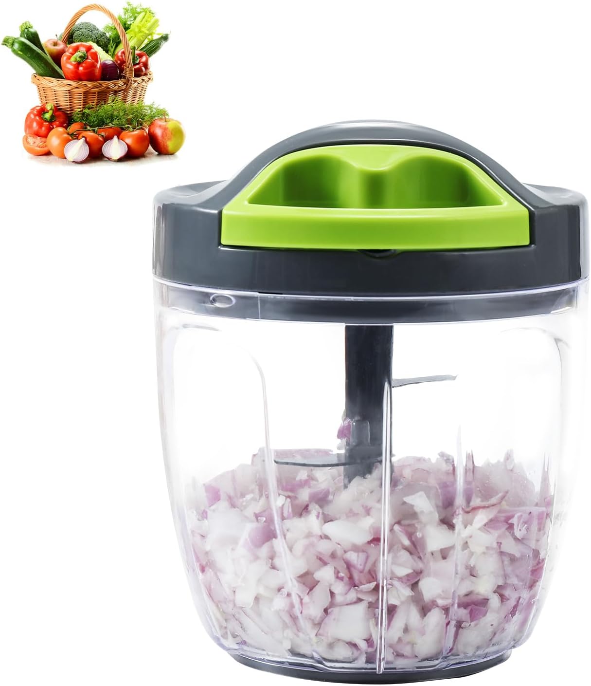 ZHANG XIAO QUAN SINCE 1628 Portable Manual Vegetable Chopper, Hand Pull String Vegetable Garlic Mincer Onion Cutter for Veggie, Peppers, Tomatoes, Ginger, Fruits, Nuts, 3.6 Cup(900ml) Food Chopper