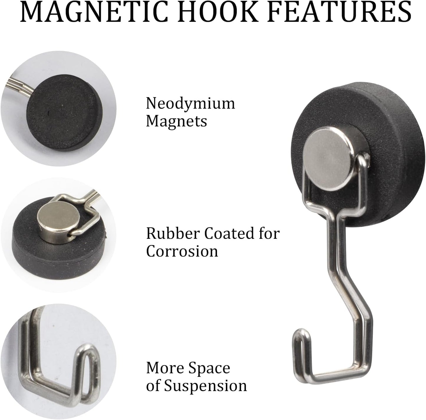 Heavy Duty Magnetic Hooks for Grill, Refrigerator & BBQ – 4-Pack Strong Magnet Hooks for Hanging Grill Tools, Kitchen Utensils, Towels & Outdoor Camping Accessories