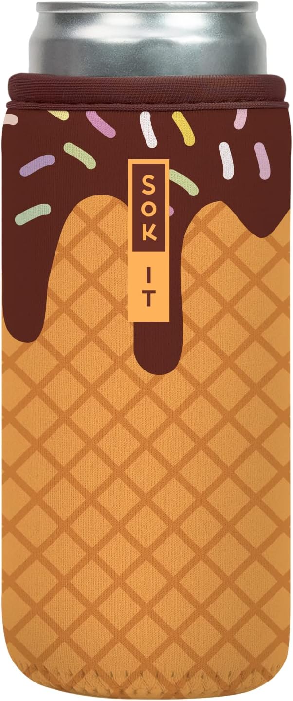 Sok It CanSok Sleeve for Beer & Soda Insulated Neoprene Cover (I Scream You Scream, 12oz Slim Can Sleeve)