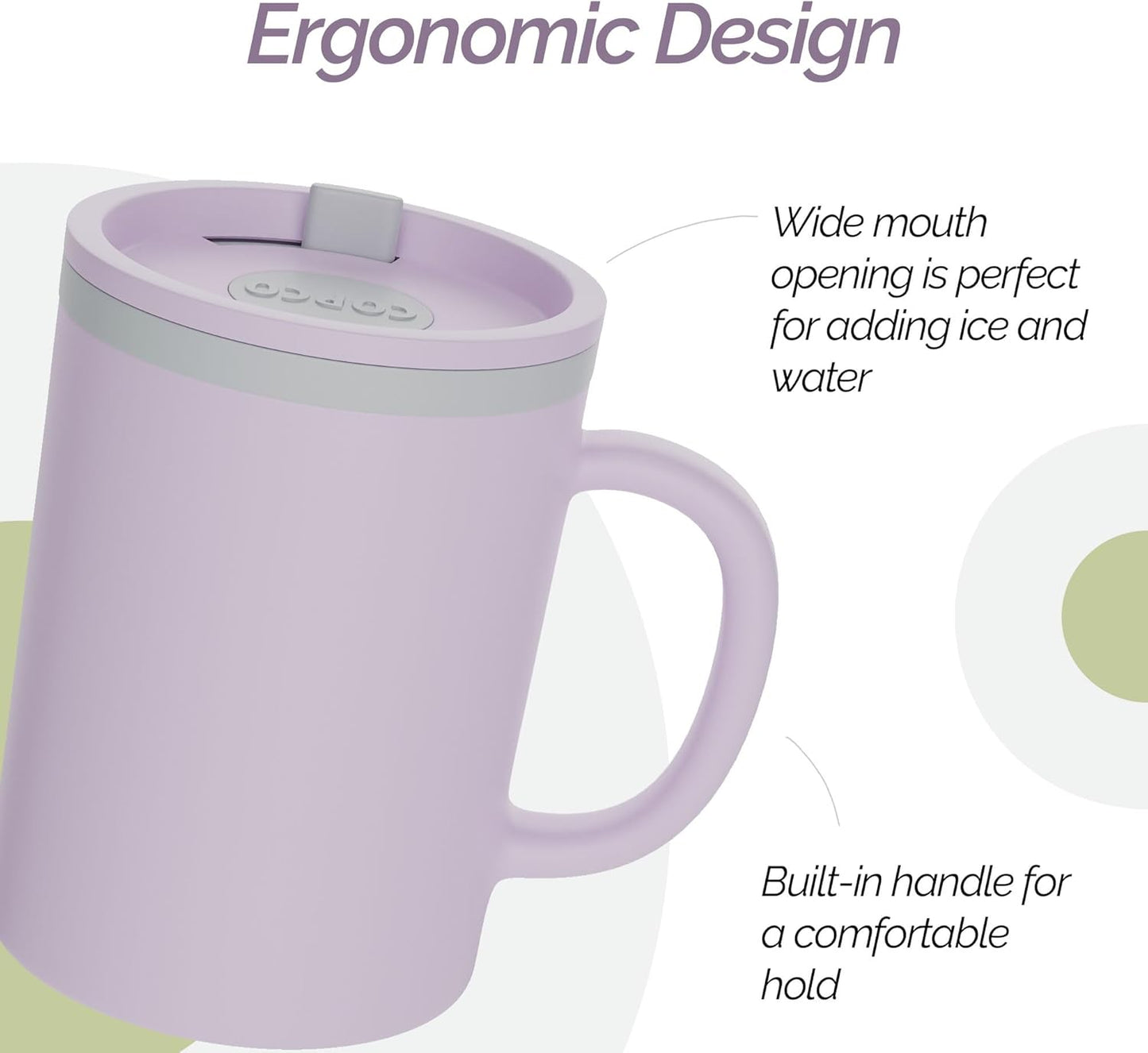 Copco Insulated Coffee Mug with Lid and Handle, 16oz Tumbler, Double Wall To-Go Cup, for Travel, Office, School, Camping, BPA-Free Reusable Plastic, Iconic Set of 2, Purple/Yellow